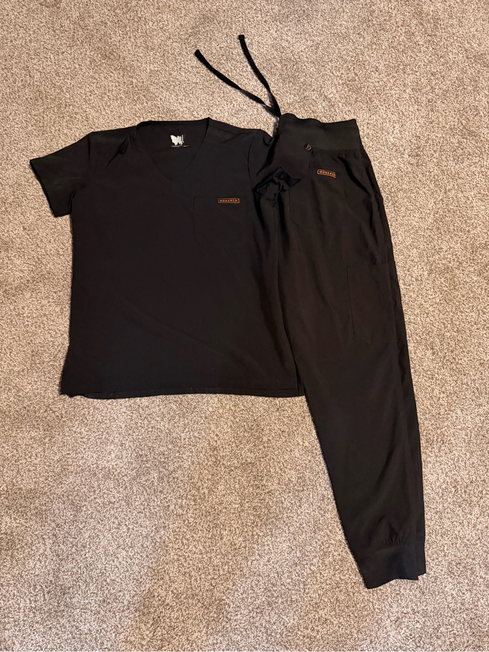 Black Women's Scrub Top & Jogger Pants Set by Cherokee